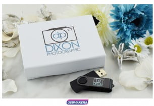 White Magnetic Flip USB Gift Box 3