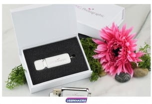 White Magnetic Flip USB Gift Box