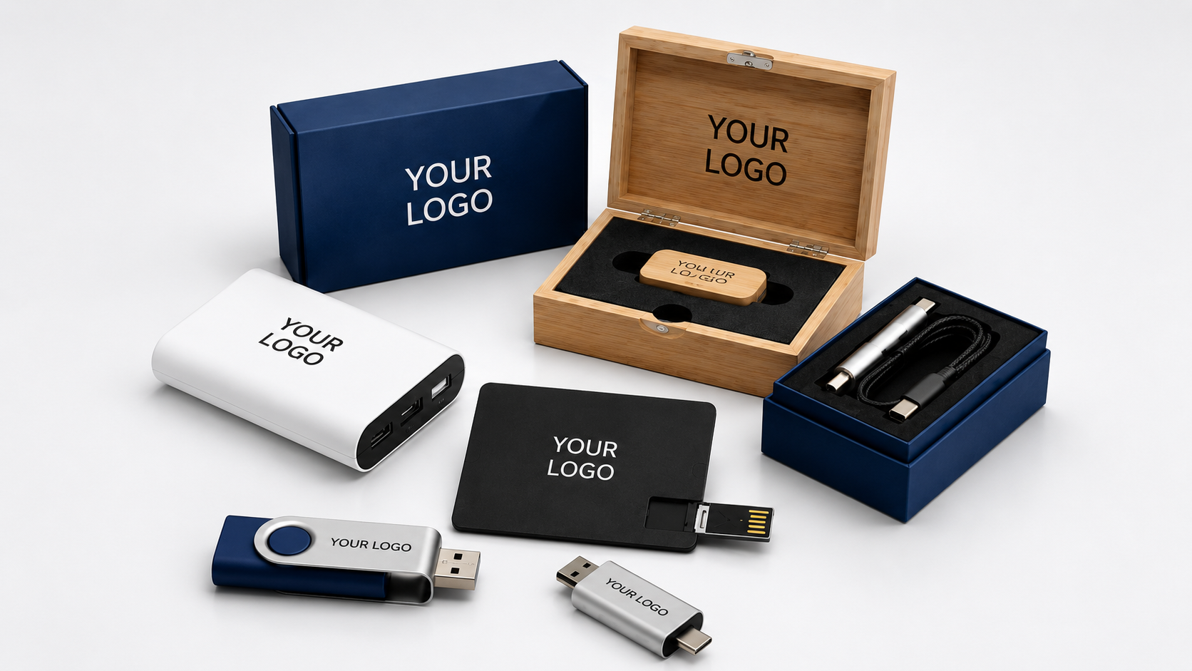 Branded USB sticks, card USB, wooden USB and key USB printed with your logo