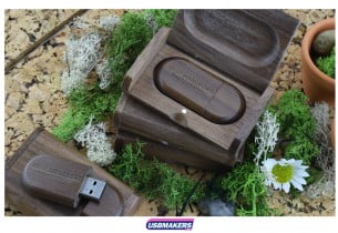 Dark Wooden Flip Gift Box USB Makers