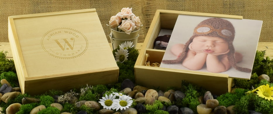 Wooden Slide USB & Photo Prints Gift Box