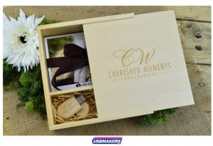 Light Wooden Photo Print USB Gift Box