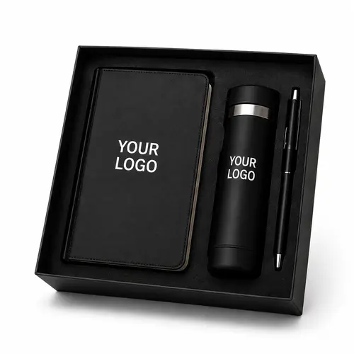 Branded corporate gift sets printed with your logo, sourced by USB Makers